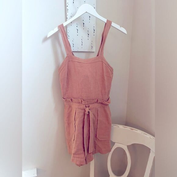 SAYLOR Pinky-Nude color Sleeveless Romper! 100% linen; Size Small. Soooo Cute!!! - Picture 7 of 12